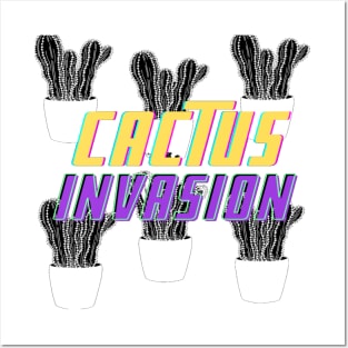 Cactus Invasion Blck Posters and Art